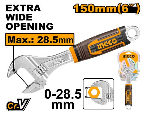 Ingco 150mm Adjustable Wrench | HADW131068 Ingco